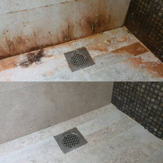 Stain removal in progress